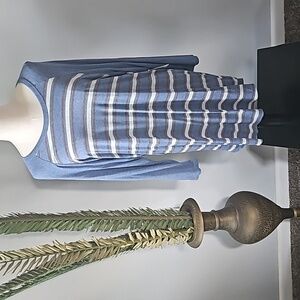 LuLaRoe Randy with Heathered Blue, Gray, and Brown Stripes NWT